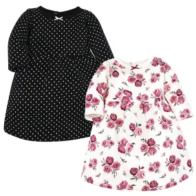 2-Pack Baby Girls' Burgundy Rose & Black Dot Dresses 25940