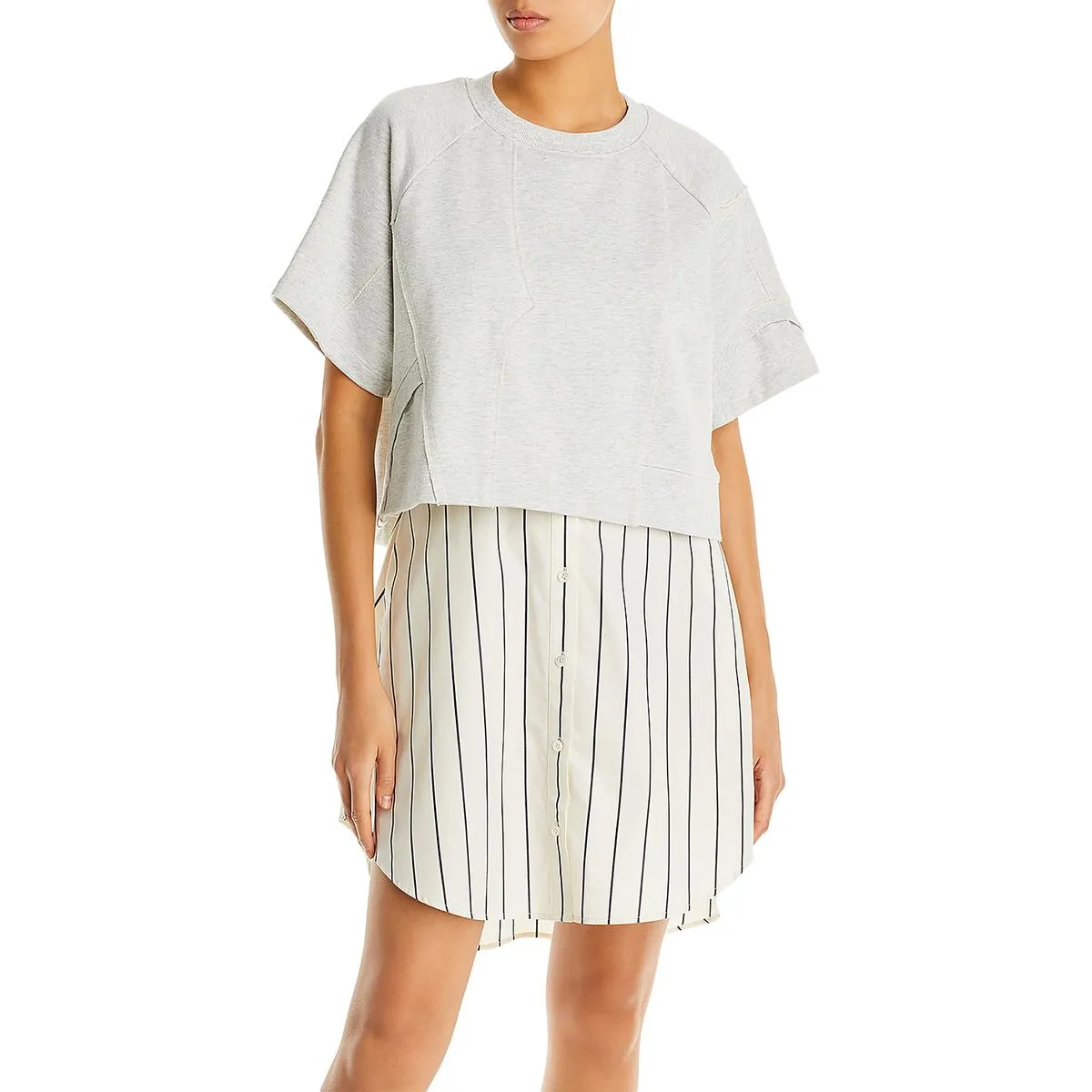 3.1 Phillip Lim Womens Striped Cotton Sweatshirt Dress