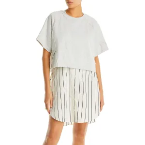 3.1 Phillip Lim Womens Striped Cotton Sweatshirt Dress