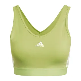 adidas Essentials 3 Stripes Crop Top - Womens - Lime/White