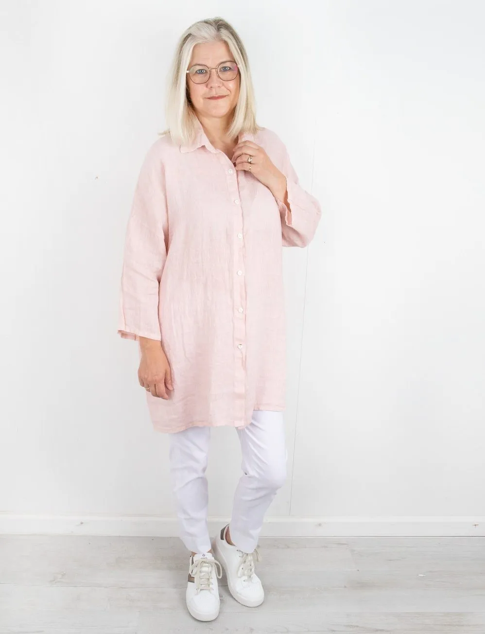 Amazing Woman Finty X Linen Shirt Rose