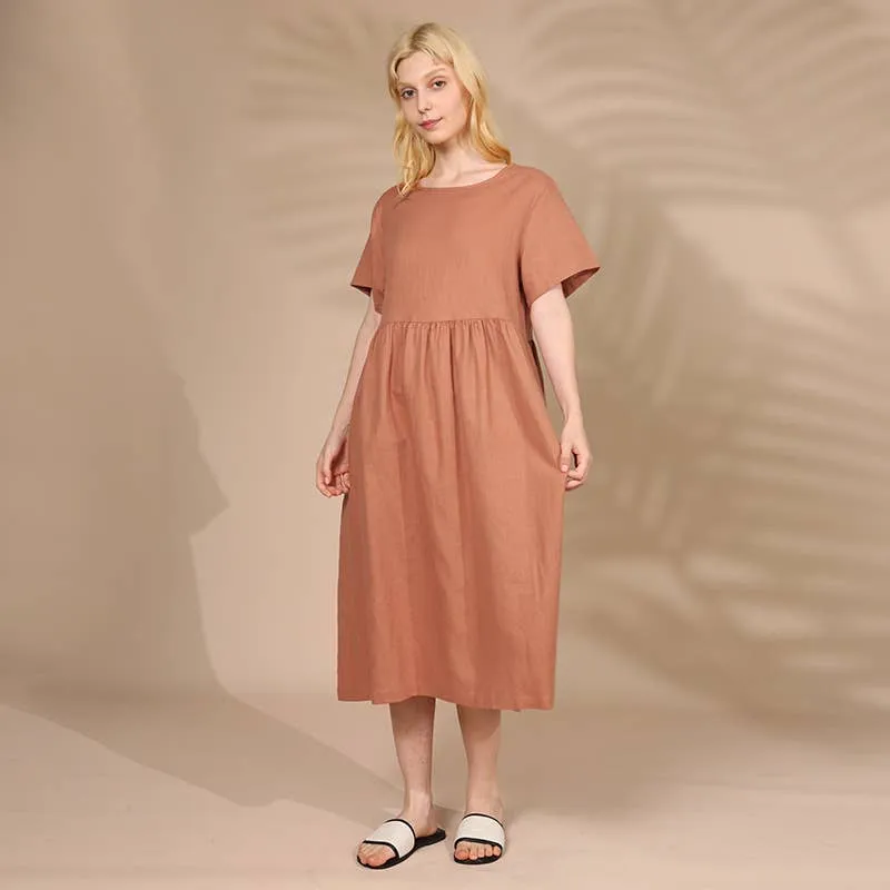 ARTSY COTTON AND LINEN DRESS_CWDSD4079