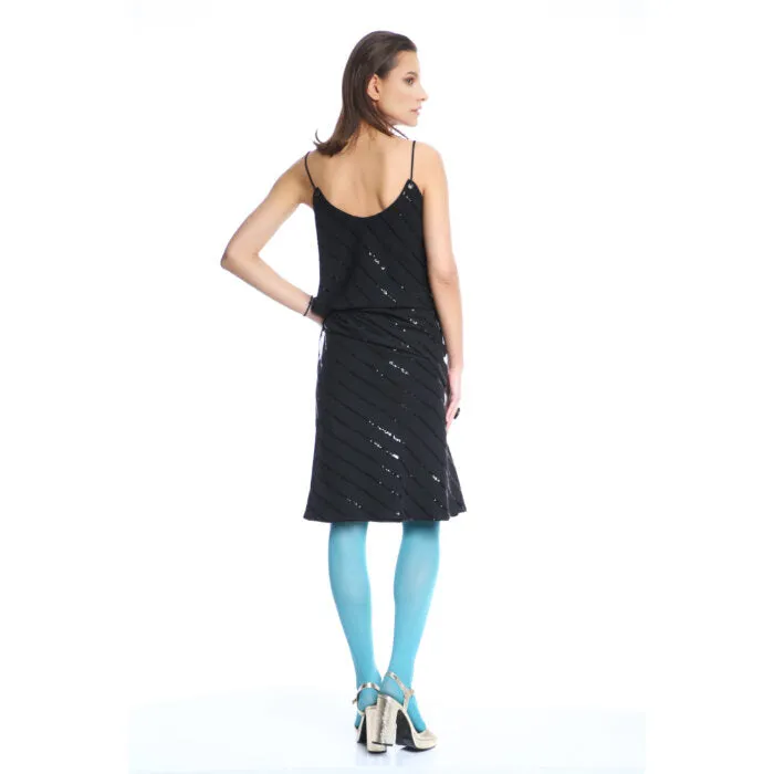 Black Sequins Slip Dress