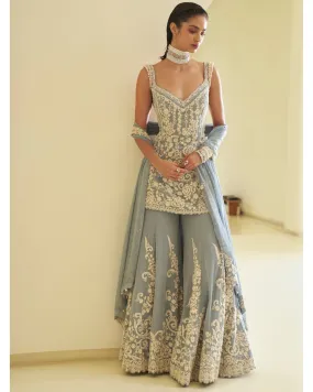 Blue Pearl Sharara Set