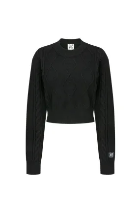 Cable Crop Label Knit Black