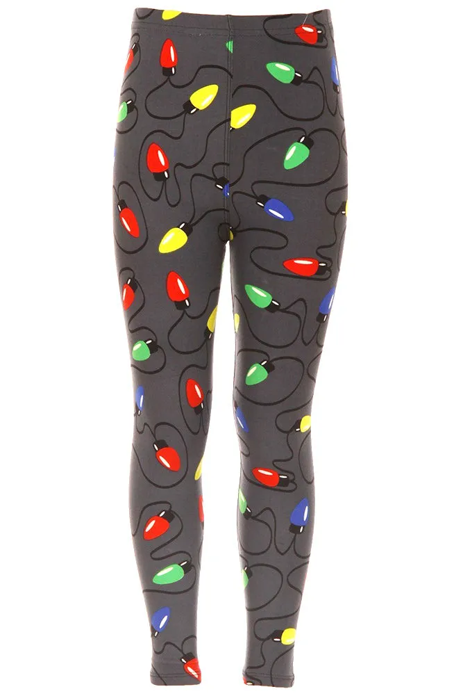 Kid's Christmas Light Pattern Printed Leggings