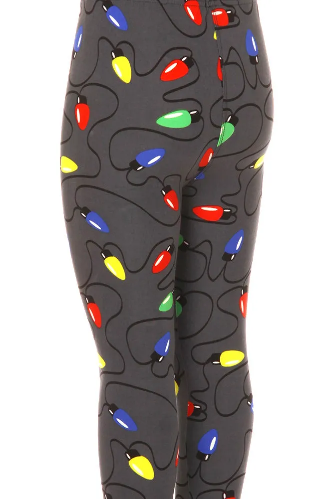 Kid's Christmas Light Pattern Printed Leggings