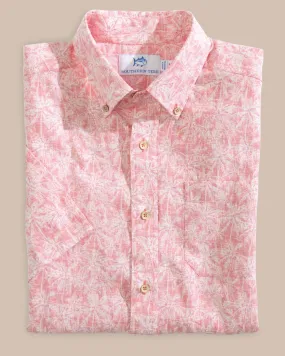 Linen Rayon Keep Palm and Carry On Print Sport Shirt