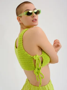 Made to order - MAMIE neon green crochet crop top