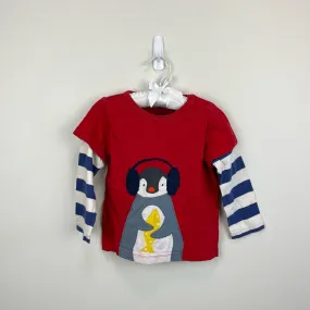 Mini Boden Long Sleeve Applique Penguin Tee 18-24 Months