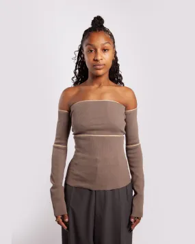 MM6 Maison Margiela Off Shoulder Top Taupe