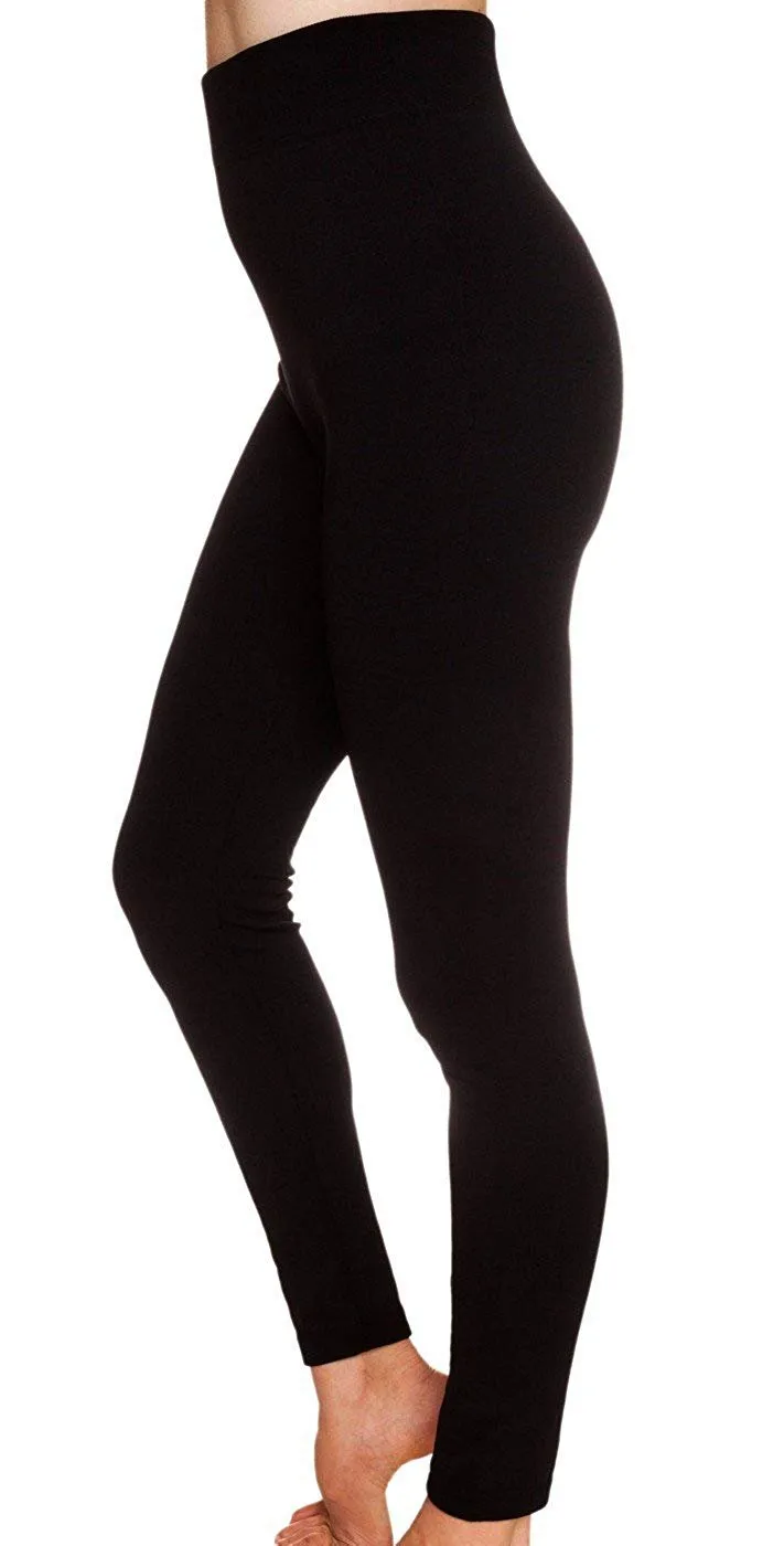 Nicole Miller Fleece Lined Seamless Leggings - Black - M/L