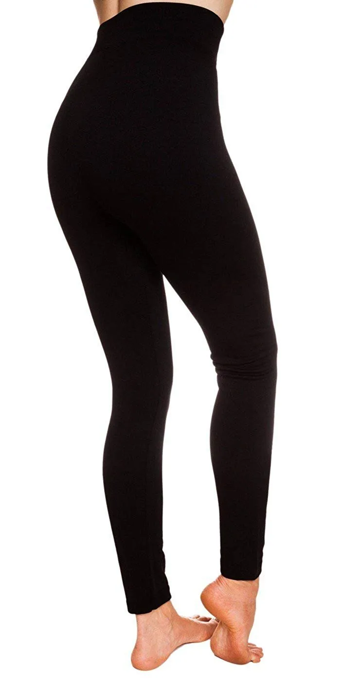 Nicole Miller Fleece Lined Seamless Leggings - Black - M/L