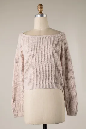 OFF SHOULDER RIBBED CABLE KNIT SWEATER 1 PACK