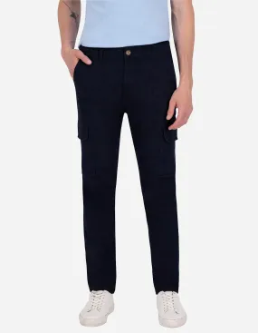 Pantalón Premium Estilo Chino Cargo de Gabardina - Azul Marino