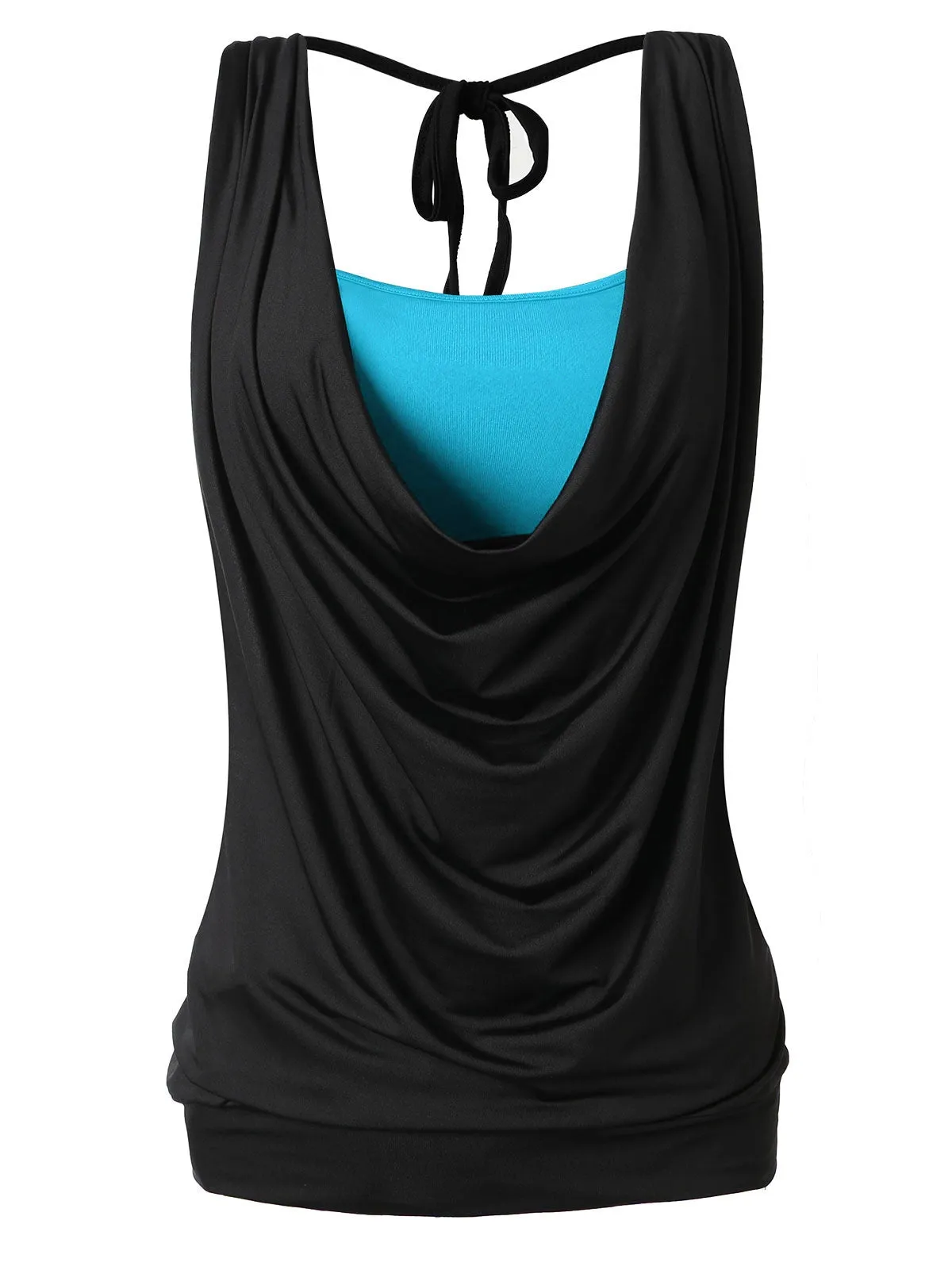 Plus Size Draped Neck 2 in 1 Tank Top