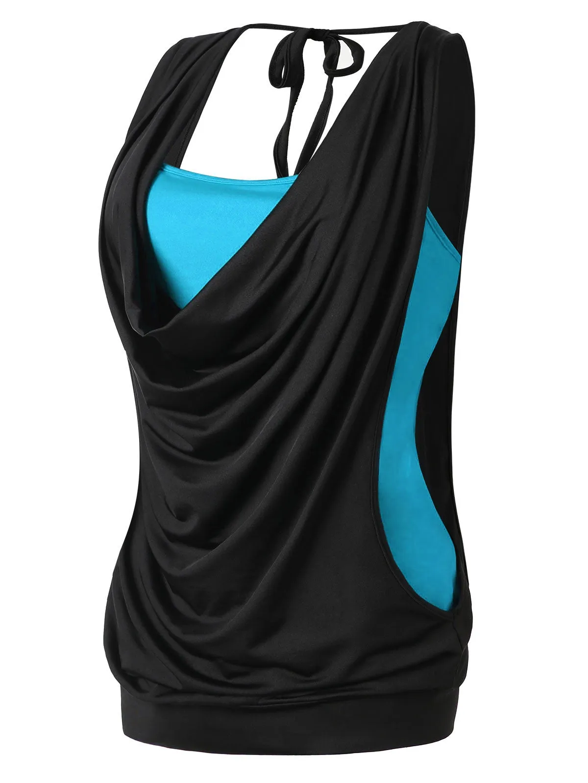 Plus Size Draped Neck 2 in 1 Tank Top