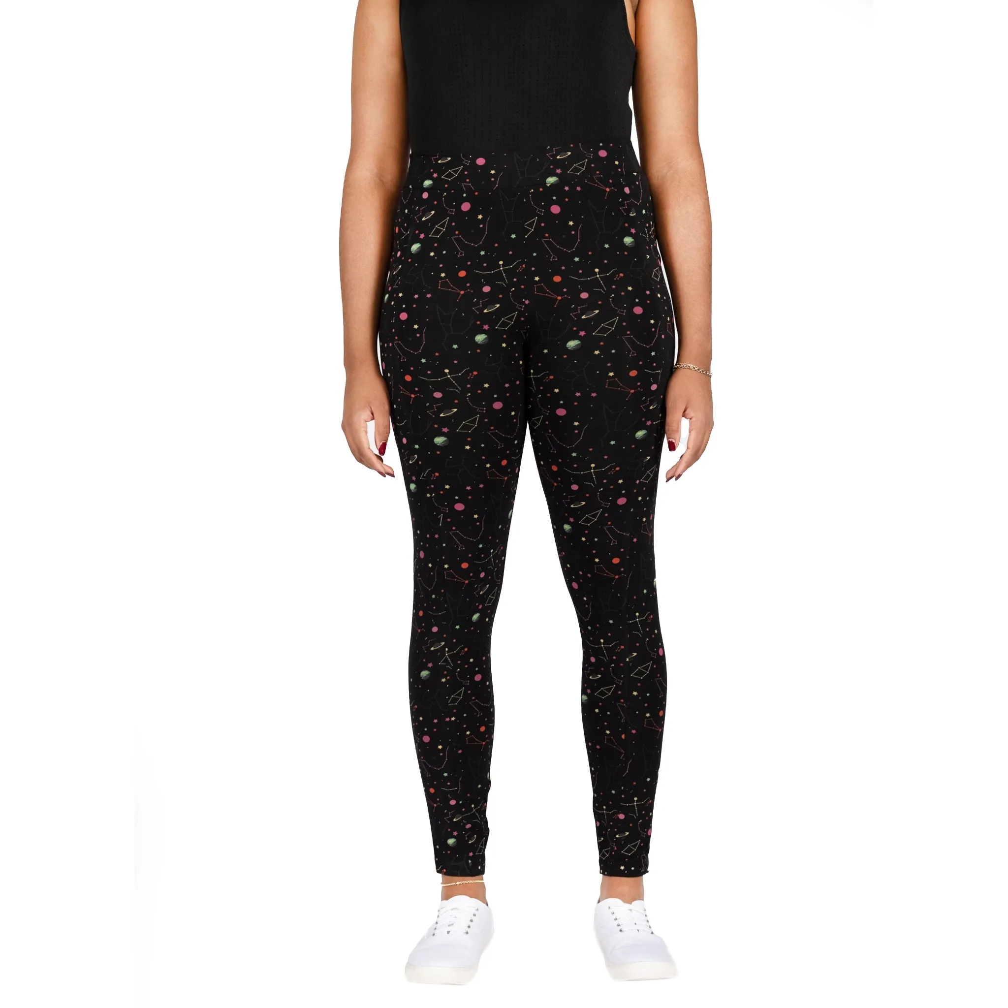 Rainbow Constellations Glow-in-the-Dark Adults Leggings with Pockets