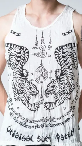 Sure Design Men's Thai Tattoo Tank Top White