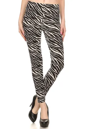 Women's 3X 5X Zebra Animal Skin Full Length Pattern Print Leggings