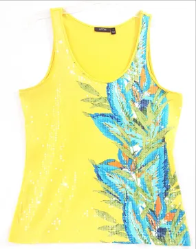 Yellow Tank Top with Sequin Front